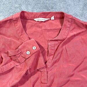 Soft Surroundings Pink Tencel Lyocell Tunic Shirt PM V Neck Button Detail